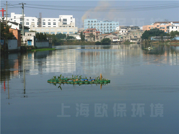 温州上庄河道治理——强力造流曝气机与生态浮岛的结合